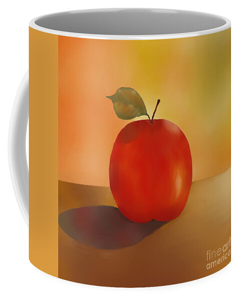 One Red Apple Coffee Mug featuring the digital art One Red Apple by Yvonne Johnstone