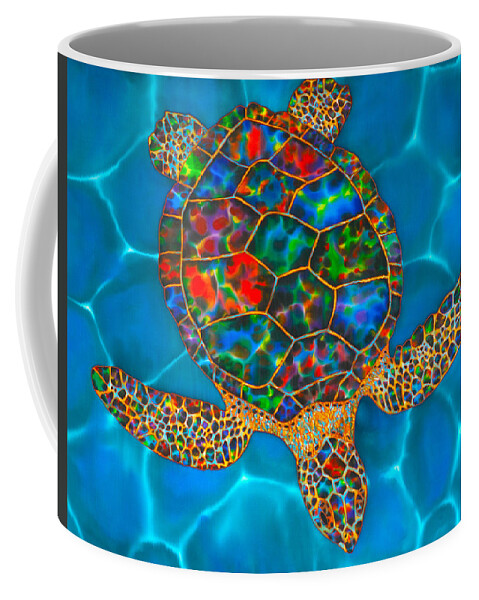  Coffee Mug featuring the painting Opal Hawksbill Turtle by Daniel Jean-Baptiste