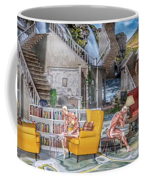 Surreal Coffee Mug featuring the digital art Open Books by Betsy Knapp