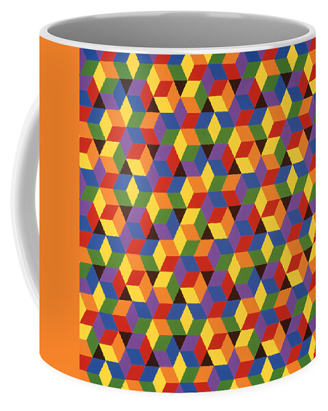 Abstract Coffee Mug featuring the painting Open Hexagonal Lattice I with Square Cropping by Janet Hansen