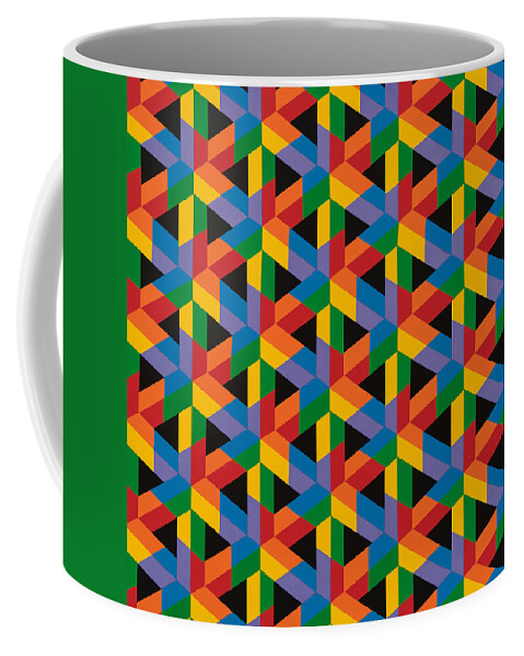 Abstract Coffee Mug featuring the painting Open Hexagonal Lattice II with Square Cropping by Janet Hansen