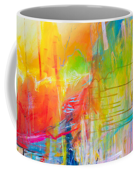 Derek Kaplan Coffee Mug featuring the painting Opt.1.21 'No Going Back' by Derek Kaplan