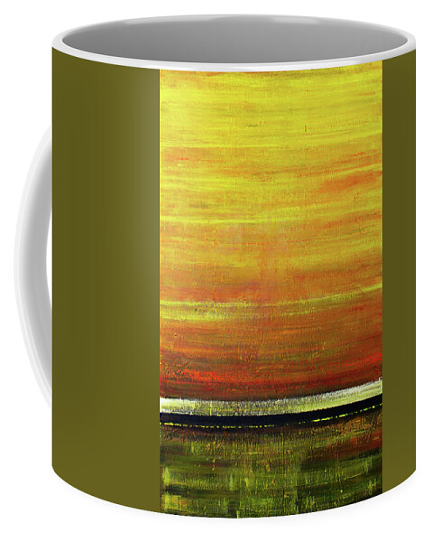 Derek Kaplan Coffee Mug featuring the painting Opt.31.19 'Waiting For The Sun To Rise' by Derek Kaplan