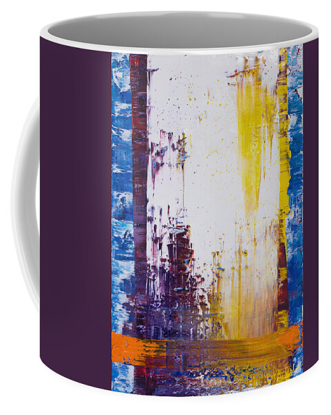 Derek Kaplan Coffee Mug featuring the painting Opt.6.21 'Hold Me Up' by Derek Kaplan