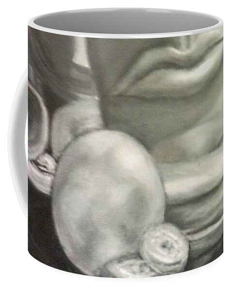 Surreal Abstract- Kissable Lips-powdered Doughnuts Coffee Mug featuring the painting Oral Fixation by Suzanne Berthier