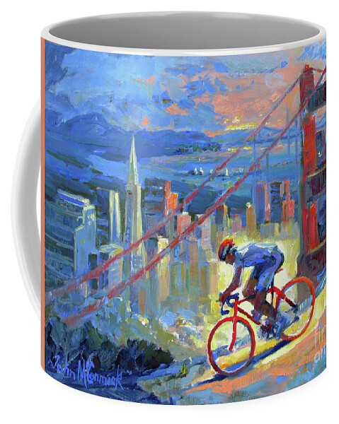 Bicycle Coffee Mug featuring the painting Orange Bike by John McCormick