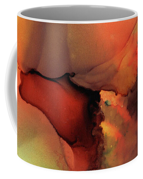Abstract Coffee Mug featuring the painting Orange Brown Abstract 59 by Lucie Dumas