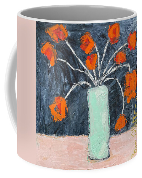 Floral Coffee Mug featuring the painting Orange Flowers by Pam Gillette