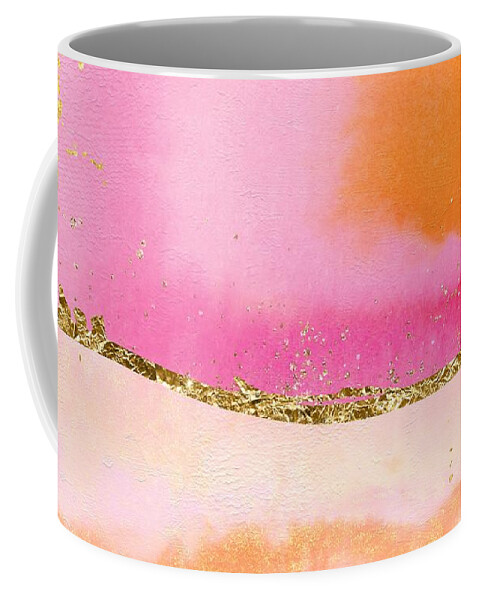Orange Coffee Mug featuring the painting Orange, Gold And Pink by Modern Art