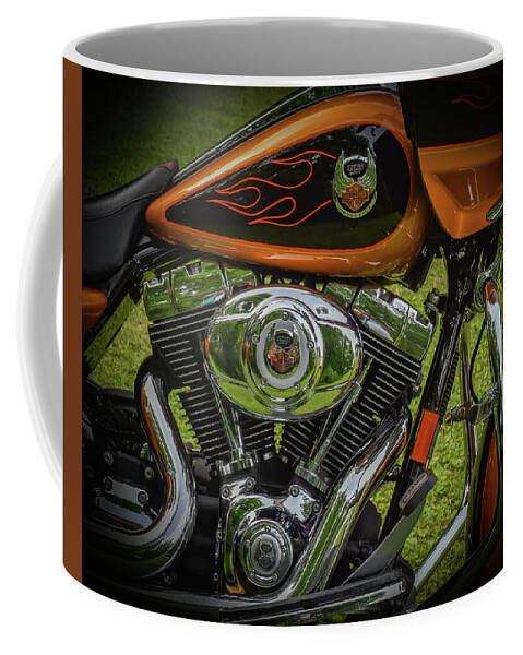 Harley Coffee Mug featuring the photograph Orange Harley by Michelle Wittensoldner