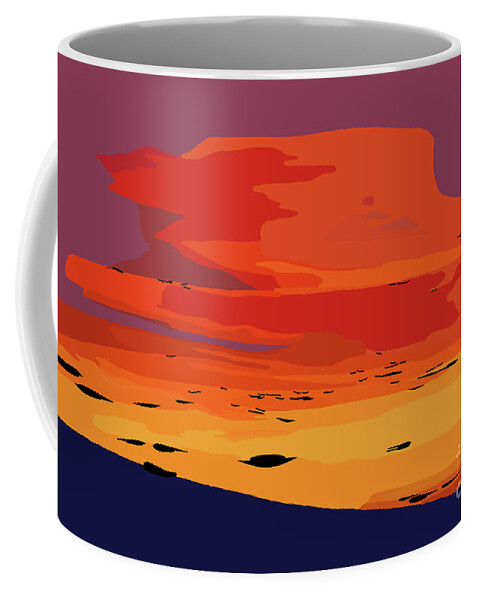 Abstract-sunset Coffee Mug featuring the digital art Orange Hillside Sunset by Kirt Tisdale