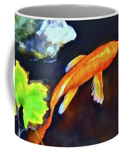 Koi Coffee Mug featuring the painting Orange Ogon by Joel Smith