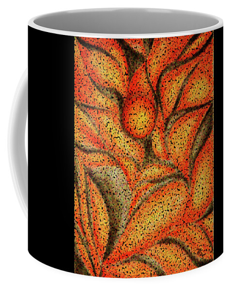 Orange And Black Abstract Coffee Mug featuring the painting Orange Pearl by Tatiana Fess