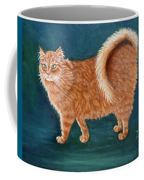 American Ringtail Cat Coffee Mug featuring the painting Orange Ringtail Cat by Karen Zuk Rosenblatt