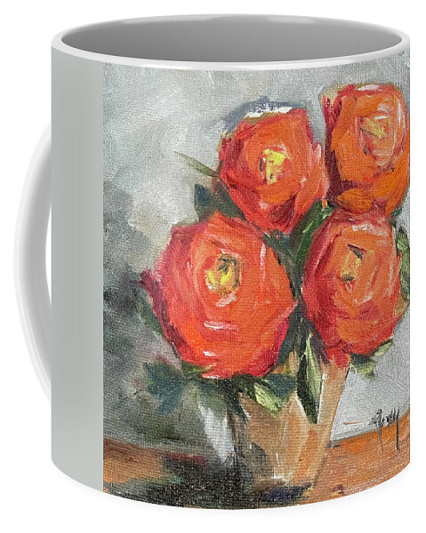 Roses Coffee Mug featuring the painting Orange Roses by Roxy Rich