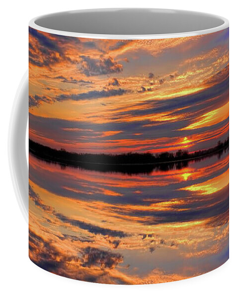 Mead Coffee Mug featuring the photograph Orange Sunset Over South Rice Lake by Dale Kauzlaric
