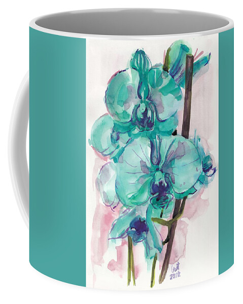 Watercolor Coffee Mug featuring the painting Orchids by George Cret