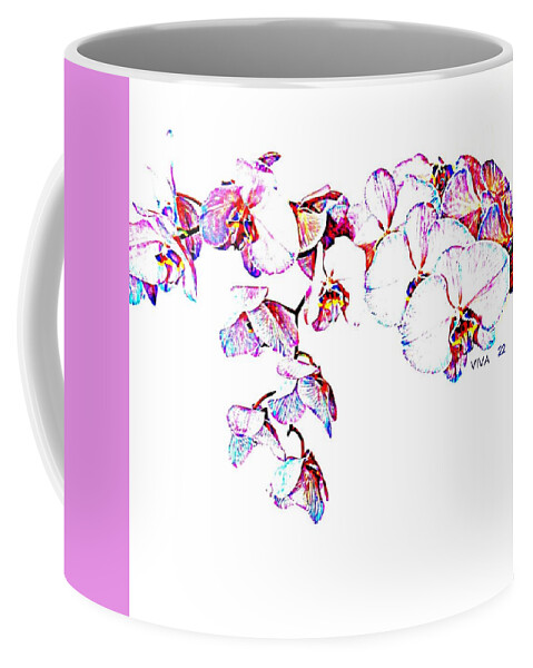 Orchids On White Coffee Mug featuring the photograph Orchids ON White-VIVA22 by VIVA Anderson