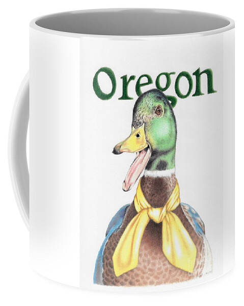Oregon Coffee Mug featuring the drawing Oregon Duck by Karrie J Butler