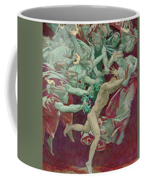 Oil Paints Coffee Mug featuring the painting Orestes and The furies by Lagra Art