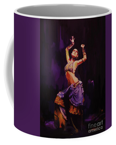 Flamenco Coffee Mug featuring the painting Oriental dancing art 01 by Gull G