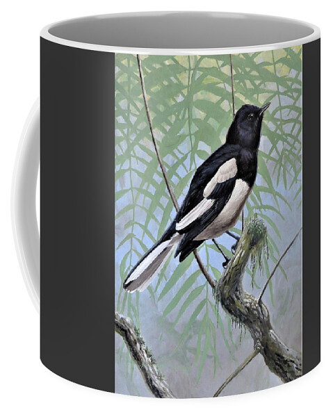 Oriental Magpie-robin Coffee Mug featuring the painting Oriental Magpie-Robin by Barry Kent MacKay