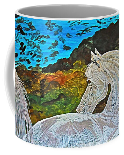 Prints Coffee Mug featuring the painting Original Ghost Horse painting by Barbara Donovan