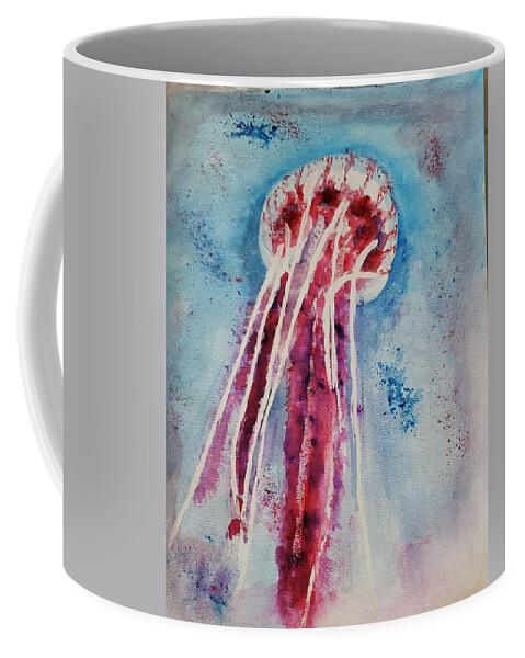 Watercolor Coffee Mug featuring the painting Original Jellyfish Watercolor by Stacie Siemsen