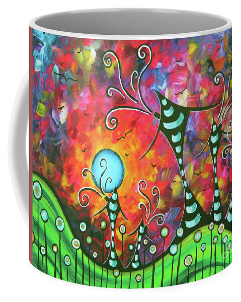 Whimsical Coffee Mug featuring the painting Original Whimsical Houses Landscape Paintings Land of Whimsy by Megan Duncanson by Megan Aroon