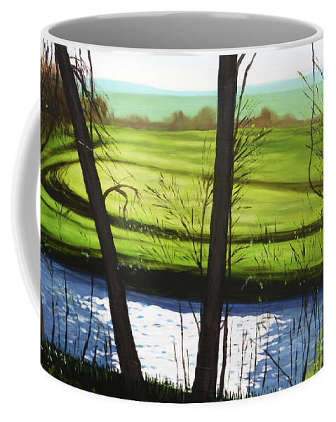 Oriskany Creek Coffee Mug featuring the painting Oriskany Creek Morning by Robert Coppen