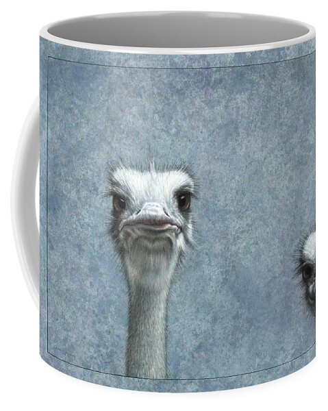 Ostriches Coffee Mug featuring the painting Ostriches by James W Johnson