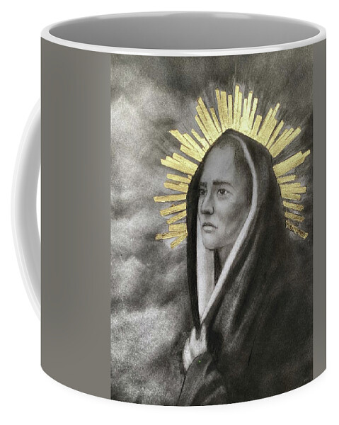 Our Lady Of Sorrows Coffee Mug featuring the drawing Our Lady of Sorrows by Nadija Armusik