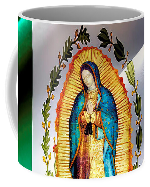 Mexico Coffee Mug featuring the mixed media Our Lady Virgin Mary of Guadalupe Mexico by Guadalupe