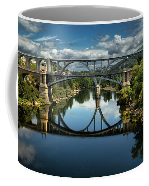 Ourense Coffee Mug featuring the photograph Ourense Camino Rio Minho Bridge by Micah Offman