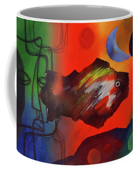 African Coffee Mug featuring the painting Out Of The Deep by Winston Saoli 1950-1995