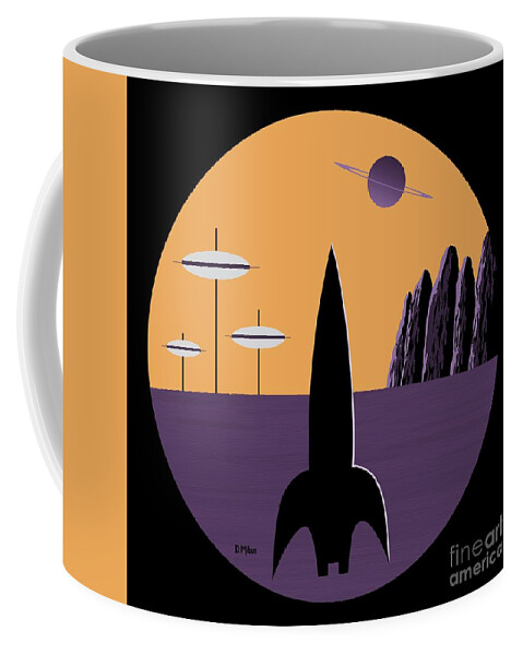 Science Fiction Coffee Mug featuring the digital art Outer Space Scene in Purple by Donna Mibus