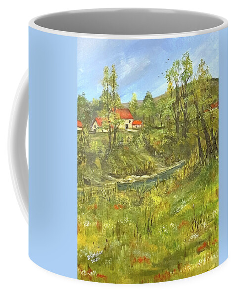 Countryside Coffee Mug featuring the painting Over the creek by Dorothy Maier