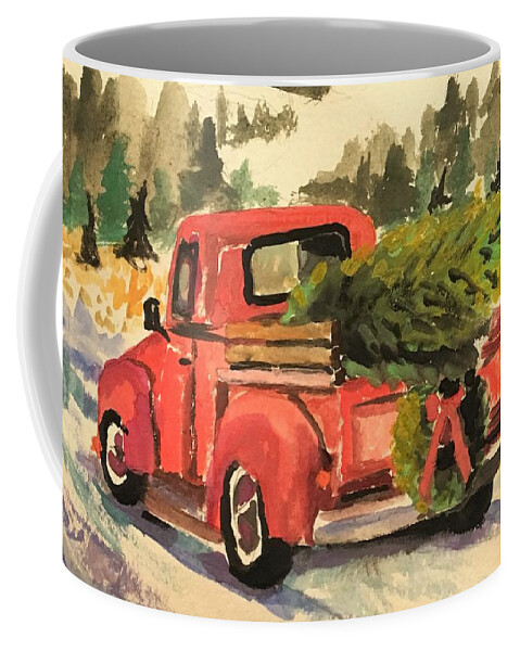 Red Coffee Mug featuring the painting Over the River and through the Woods by Susan Elizabeth Jones