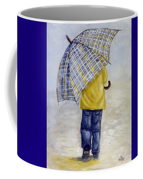 Rain Coffee Mug featuring the painting Oversized Umbrella by Kelly Mills