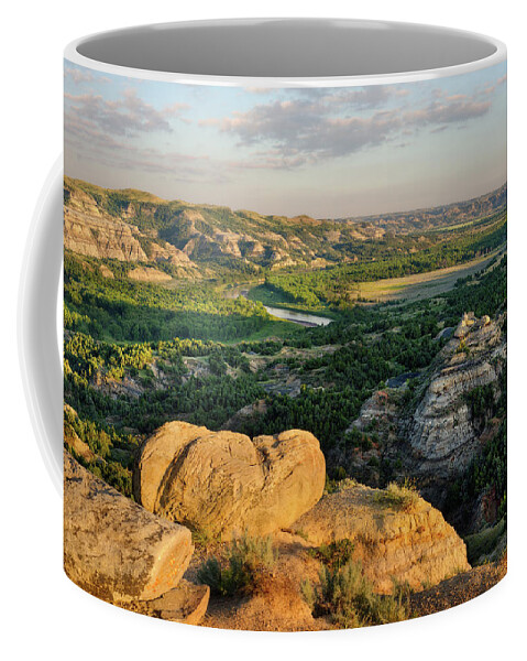 Theodore Roosevelt National Park Coffee Mug featuring the photograph Oxbow Overlook - Theodore Roosevelt National Park North Unit by Peter Herman