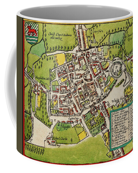 Oxford Coffee Mug featuring the photograph Oxford England Vintage Map 1605 by Carol Japp