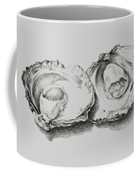 Animal Coffee Mug featuring the painting Oysters White by Tony Rubino