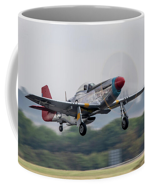 North American P 51 Mustang Coffee Mug featuring the digital art P51 Mustang Tall In The Saddle by Airpower Art