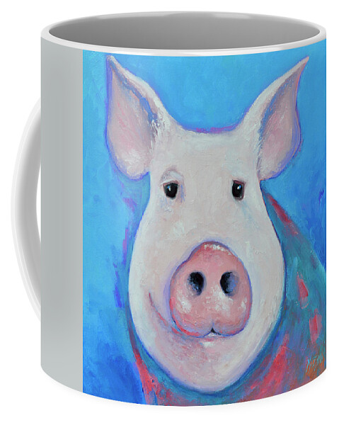 Pig Coffee Mug featuring the painting Pablo Pig by Jan Matson