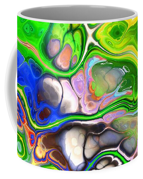 Colorful Coffee Mug featuring the digital art Paijo - Funky Artistic Colorful Abstract Marble Fluid Digital Art by Sambel Pedes