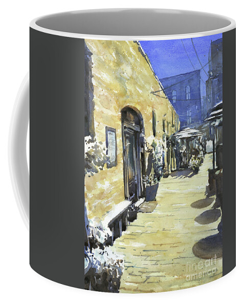 Alleyway Art Coffee Mug featuring the painting Pailin's Alleyway- Elizabeth City by Ryan Fox