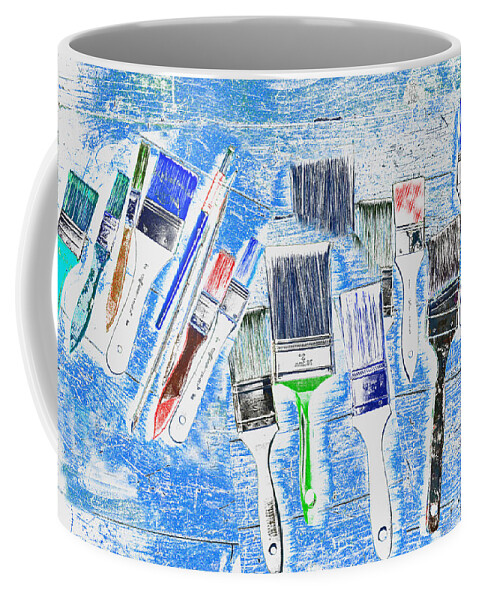 Paintbrushes Coffee Mug featuring the mixed media Paintbrush Abstract by Kae Cheatham