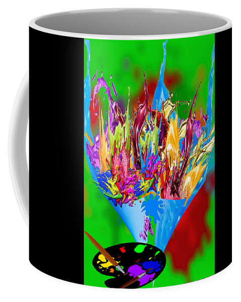 Abstract Art Coffee Mug featuring the digital art Paint Explosion by Ronald Mills