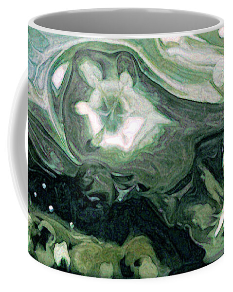 Acrylic Pour Coffee Mug featuring the painting Paint Pour Green by Corinne Carroll