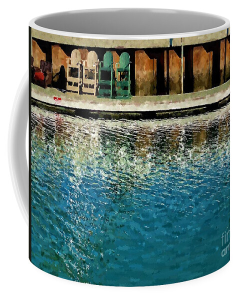 Chairs Coffee Mug featuring the photograph Painted Chairs Along the Canal by Katherine Erickson